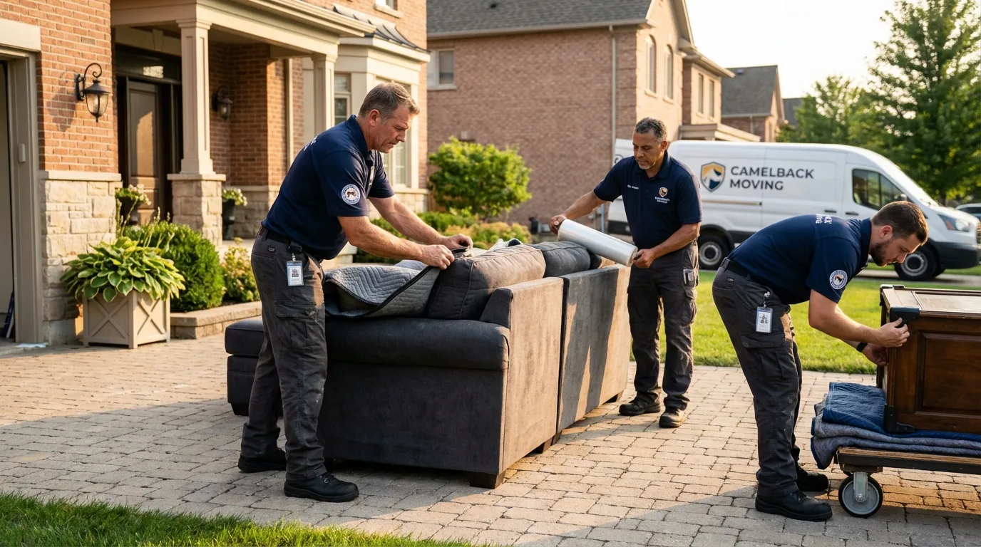 Large estate moving crew wrapping furniture in Elgin, OK