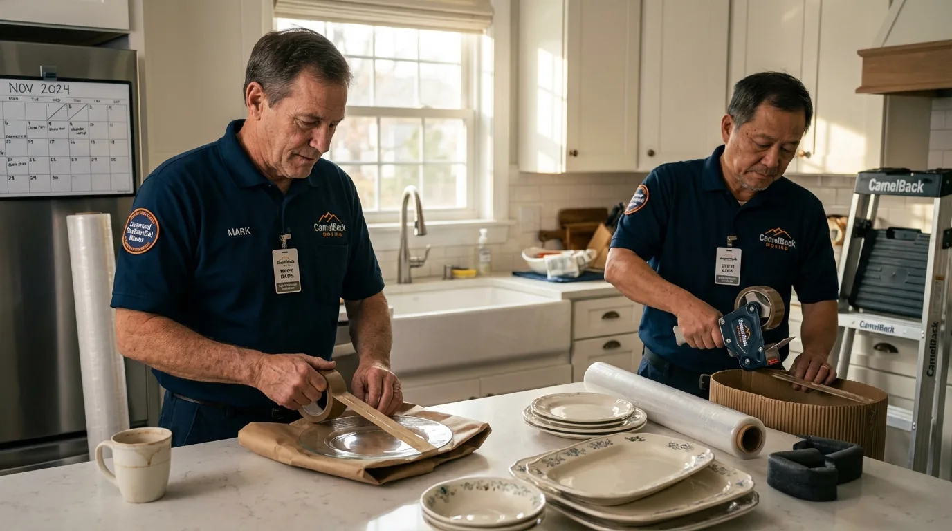 Professional crew packing kitchen dishware in Elgin, OK